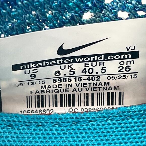 Nike Flyknit Zoom Agility Running Sneakers Shoes Blue Turquoise Women 9 - Picture 14 of 14